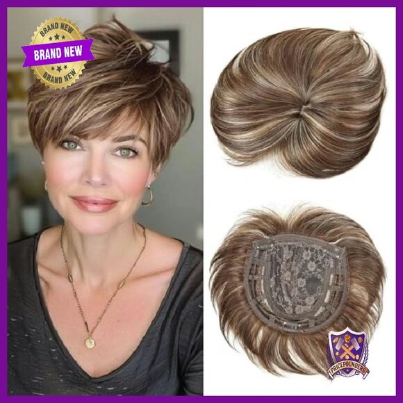 Synthetic Hair Topper with 5 Clips for Thinning Hair, 6.5x6 Inches main image 6